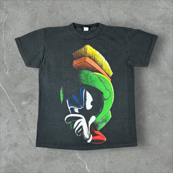 Vintage Marvin The Martian Shadow Blackout Large Single Stitch Reprint T-Shirt - Picture 1 of 9